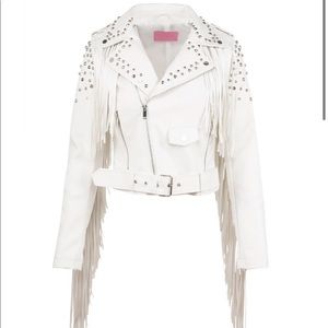 Pretty Attitude Jacket Fringe Leather NWT